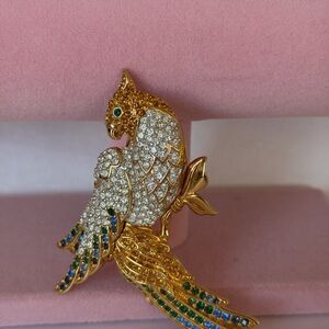 Swarovski Gold and Multicolor Parrot Brooch